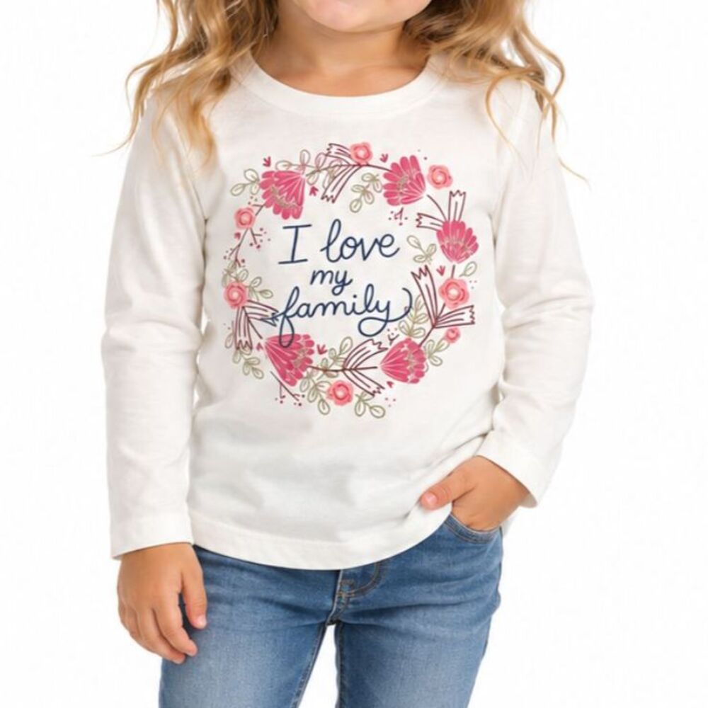 🔥 5 for $30 🔥 Cat & Jack Girls “I Love My Family” Long Sleeve Shirt | Size 3T